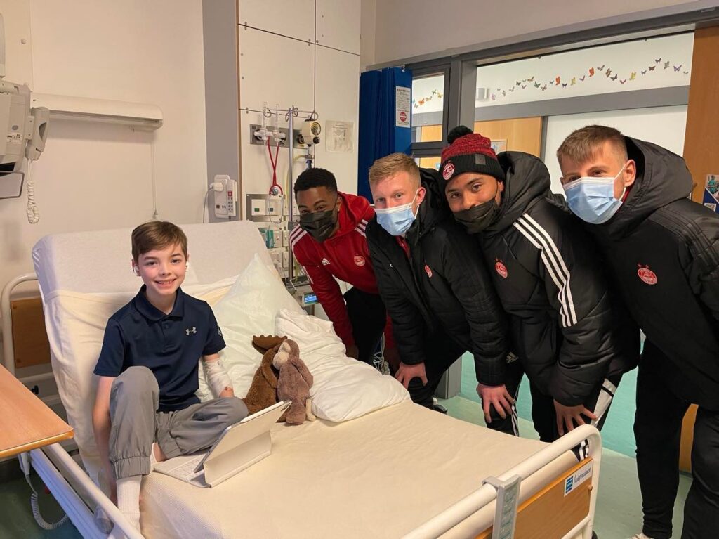 Players from Aberdeen Football Club visiting RACH